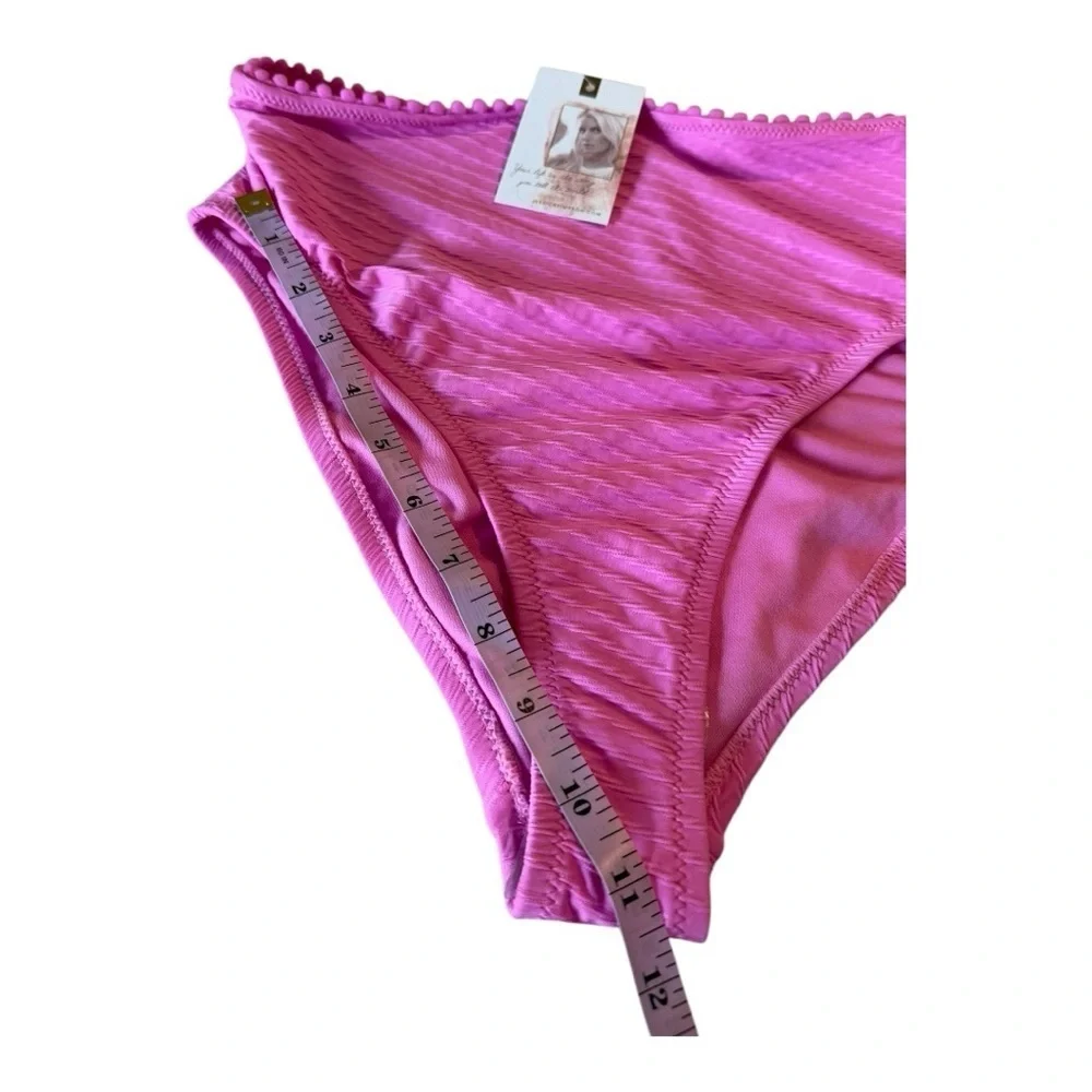 Jessica Simpson Pink Textured High Cut High Waist Bikini Separate NEW Size M